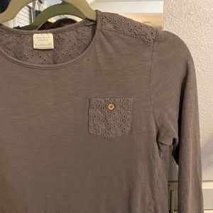 Zara Girls Collection Dusty Brown Eyelet Top 11/12